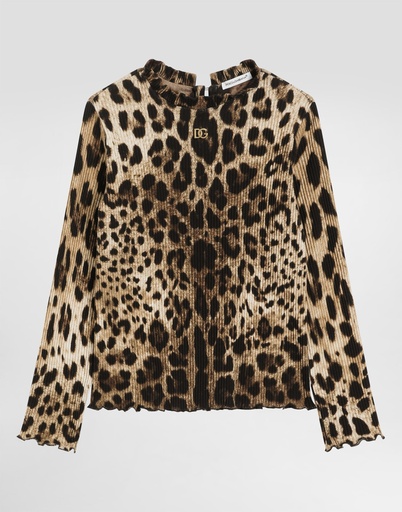 Leopard Print Ribbed Turtleneck