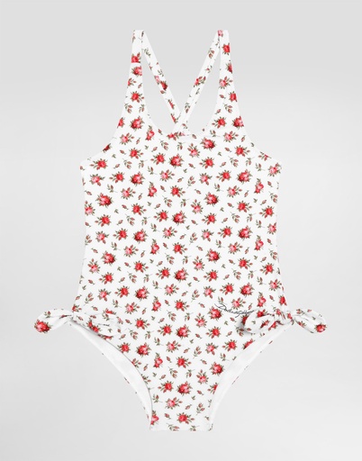 [121343] Small Rose Print One Piece Swimsuit