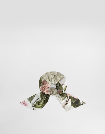 [121388] Hydrangea Print Poplin Scrunchie