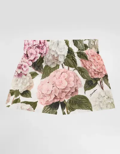 Hydrangea Print Poplin Shorts