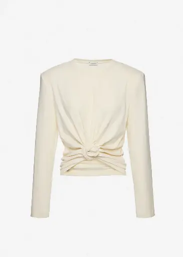 Knotted Longsleeve Jersey Blouse 