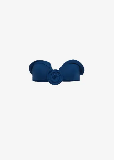 Sculptural Bandeau Swim Top in Blue