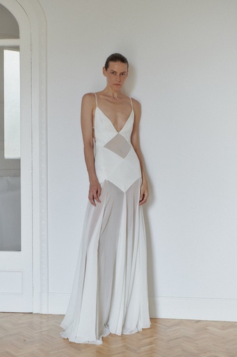 Long Dress with Open Back and Stripes
