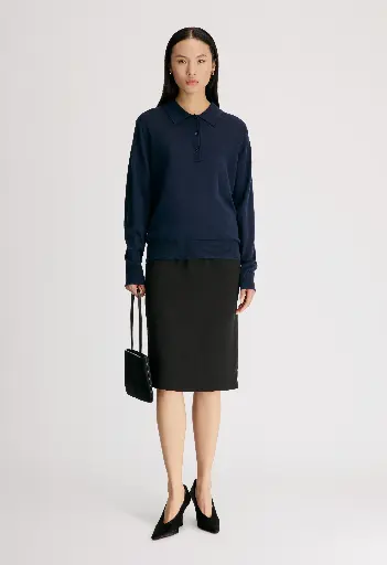 MILES Long-sleeve fine knit polo top