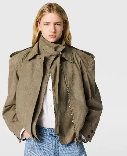Double Layer Suede Effect Jacket