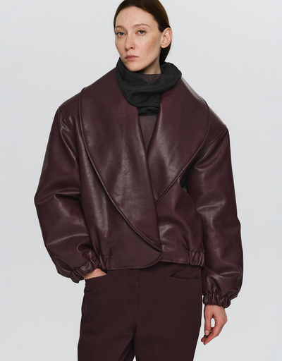 Eleni Faux Leather Bomber Jacket
