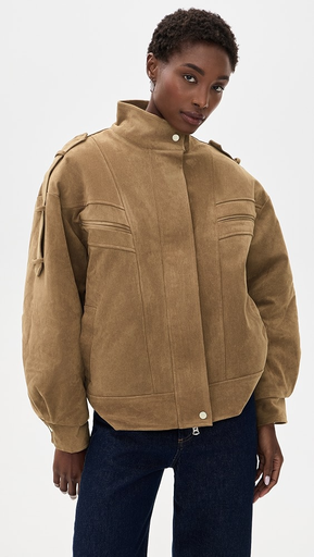 Tova Faux Suede Bomber Jacket