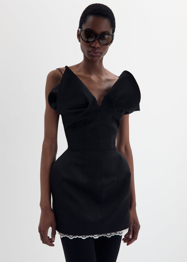 [122635] V Neck Corset Mini Dress