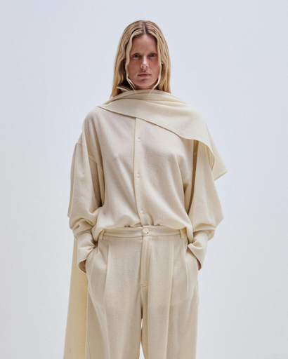 Georgia Cashmere Wool Detachable Scarf Shirt