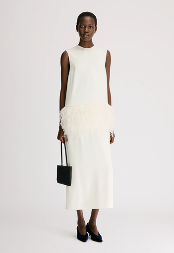 [122801] SONIA Dress With Ostrich Feathers Detail