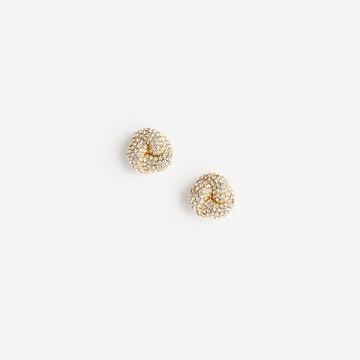 [122837] Small Gold Crystal Knot Earring