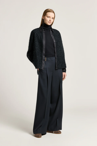 Palazzo Trousers in Wool Gabardine