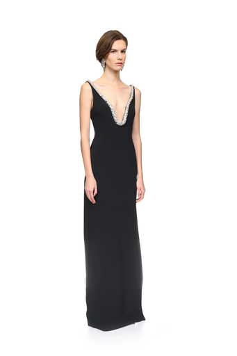 [100270] Crystal Embroidered Neckline Gown 