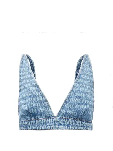[101526] Monogram-Logo Denim Bralette