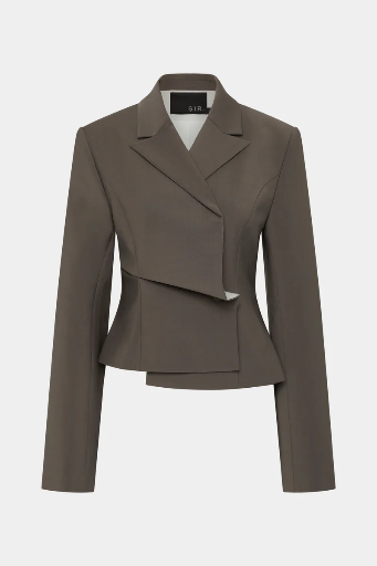 [101475] Maya Pleated Blazer Grey