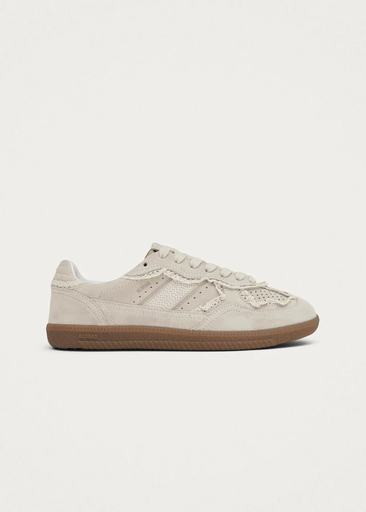 [100262] Crochet Cream Leather Sneakers