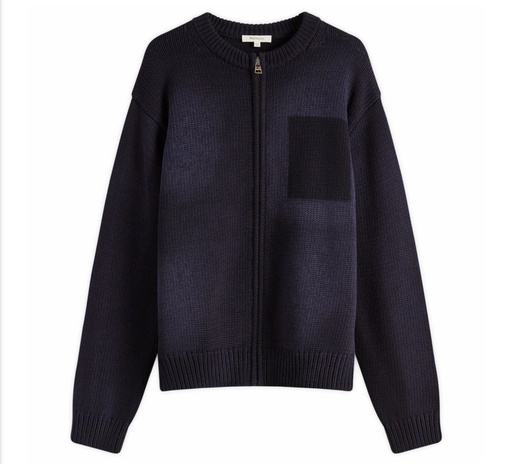 Washed Zip Front Cardigan Navy