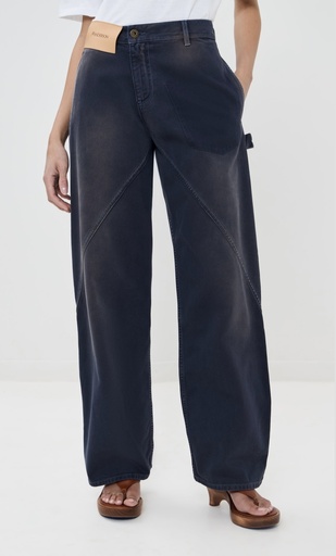 [108610] Aged Twisted Workwear Jeans Navy