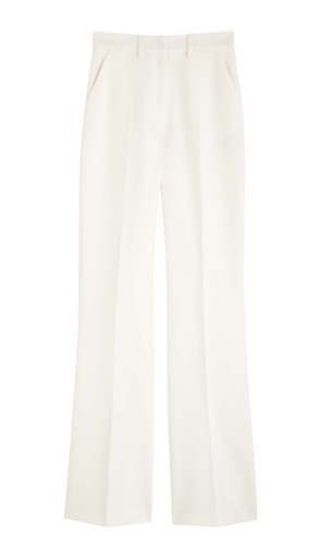 [101099] High Waisted Trousers Tailoring Wool White