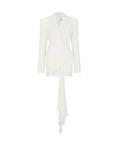 [101605] Overlay Tailored Jacket Dress Wool&Mesh Off White