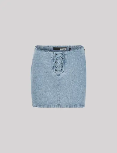 [100865] Denim Laced Mini Skirt