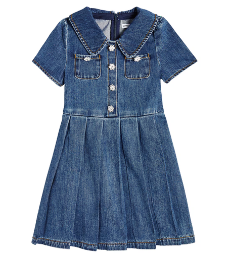 [100873] Denim Pleated Dress